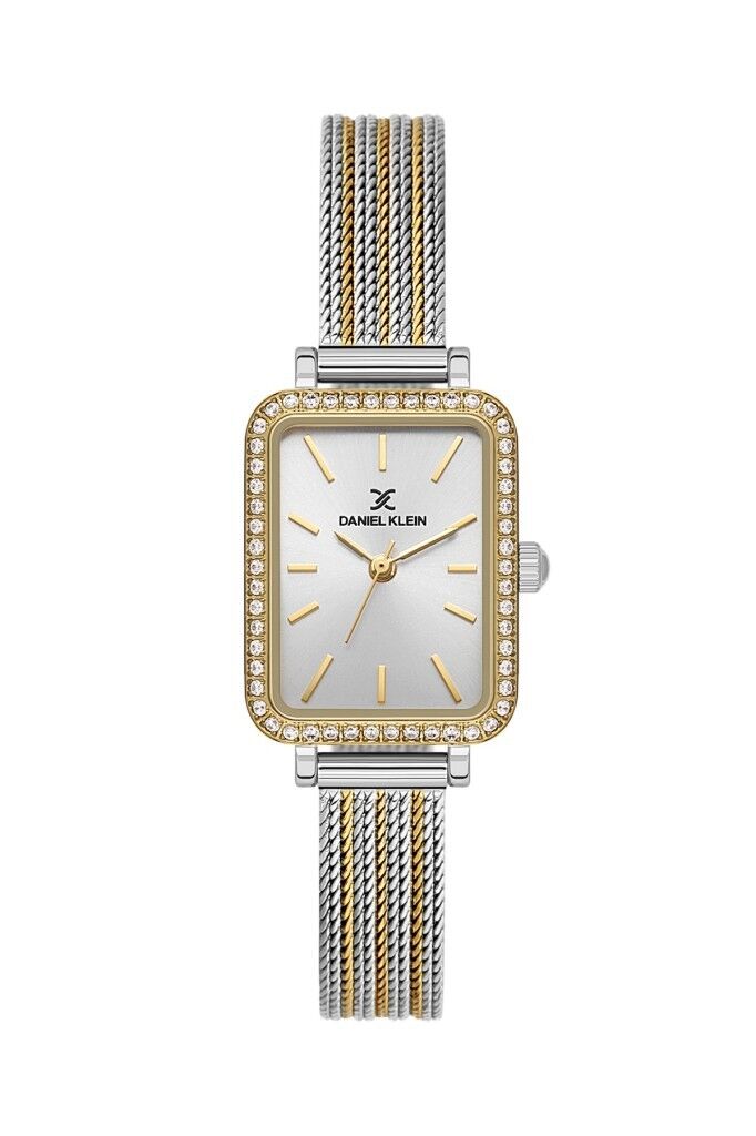 DANIEL KLEIN DKE.1.10969-5 ALTIN KAPLAMA DİKDÖRTGEN HASIR KORDON TAŞLI KADIN KOL SAATİ