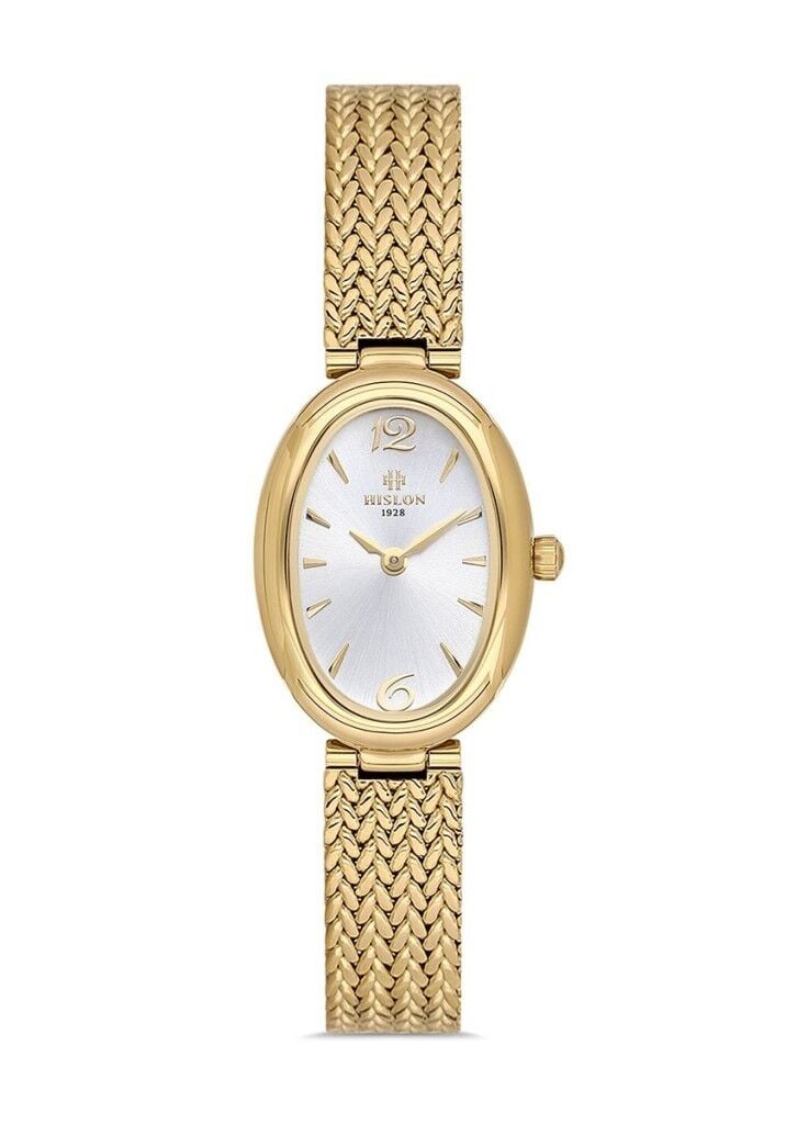 HISLON QL184G-02SG ALTIN KAPLAMA HASIR KORDON OVAL KADIN KOL SAATİ