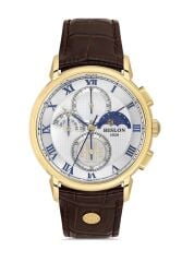 HISLON TM143G-02KG KAHVERENGİ DERİ KORDON SAFİR CAM ERKEK KOL SAATİ