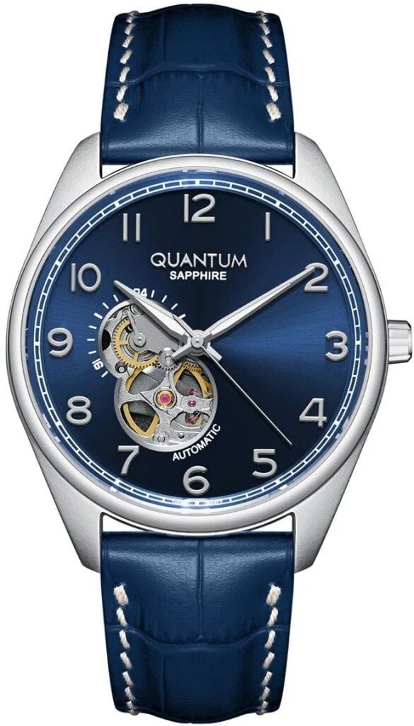 QUANTUM QMG1241.399 PİLSİZ OTOMATİK SAFİR CAM LACİVERT DERİ KORDON ERKEK KOL SAATİ