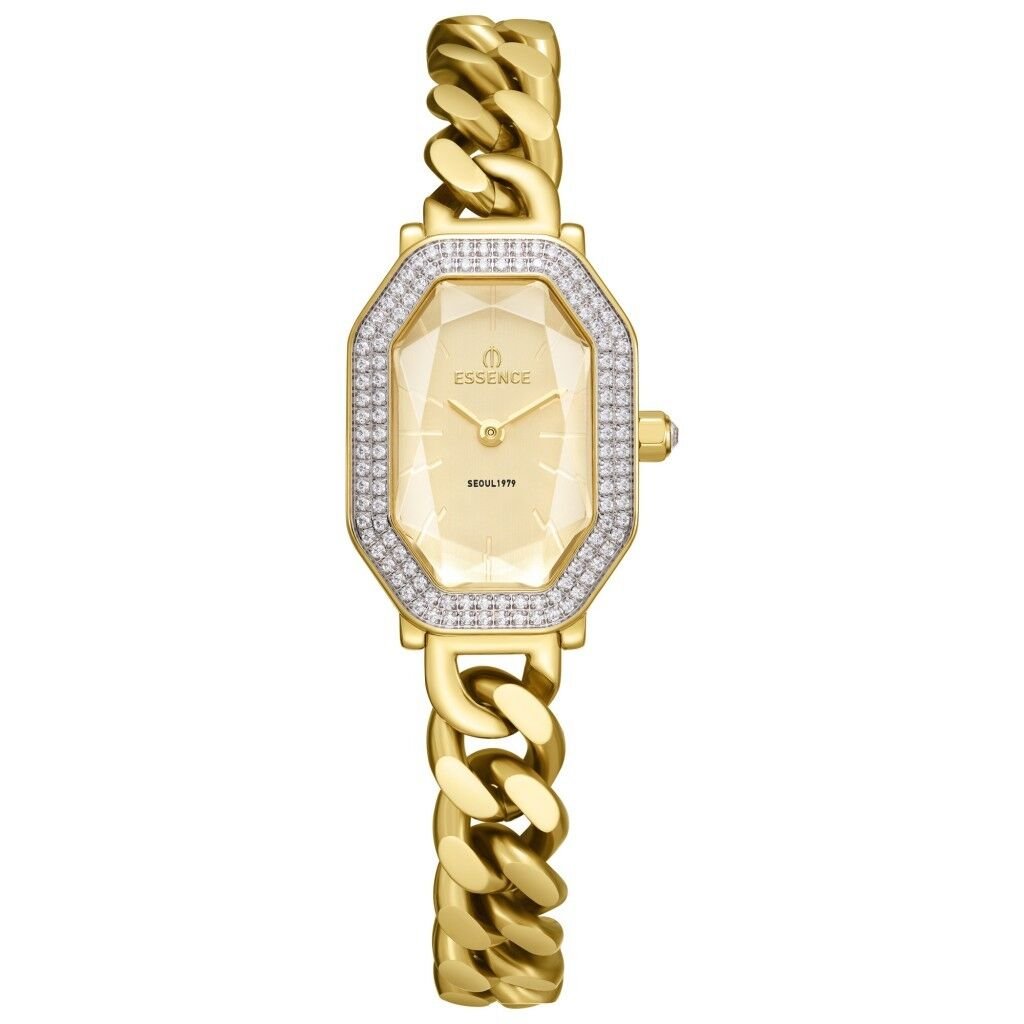 ESSENCE ES6952FE.110 ALTIN KAPLAMA DİKDÖRTGEN TAŞLI KADIN KOL SAATİ