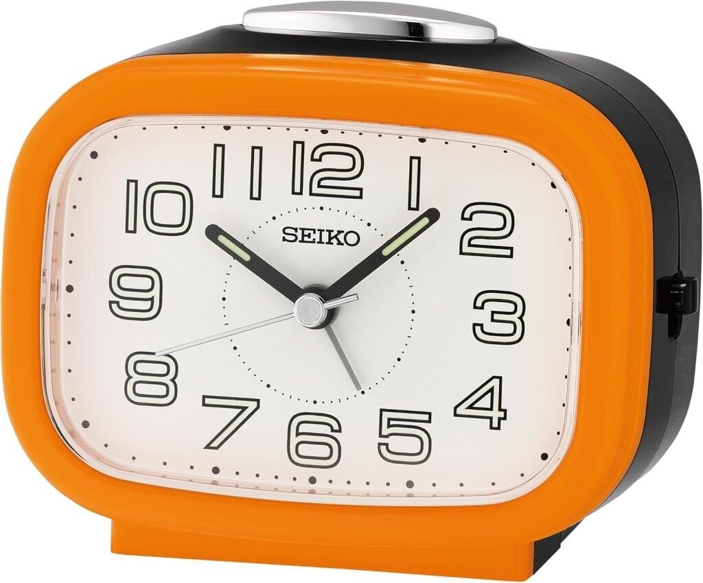 SEIKO QHK060E SESSİZ AKAR SANİYELİ FOSFORLU IŞIKLI ÇALAR MASA SAATİ