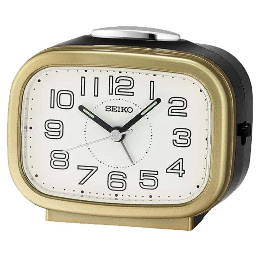 SEIKO QHK060G SESSİZ AKAR SANİYELİ FOSFORLU IŞIKLI ÇALAR MASA SAATİ