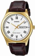 CASIO MTP-V006GL-7BUDF KAHVERENGİ DERİ KORDON ROMA RAKAMLI ERKEK KOL SAATİ