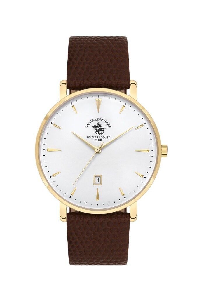 SANTA BARBARA POLO CLUB SB.8.10006-5 İNCE SLİM KASA KAHVERENGİ DERİ KORDON ERKEK KOL SAATİ