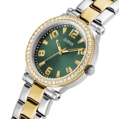 GUESS GUGW0686L2 ALTIN KAPLAMA YEŞİL KADRAN TAŞLI KADIN KOL SAATİ