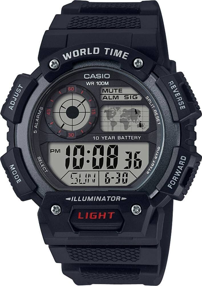 CASIO AE-1400WH-1AVDF SİYAH SİLİKON KORDON DİJİTAL ERKEK KOL SAATİ