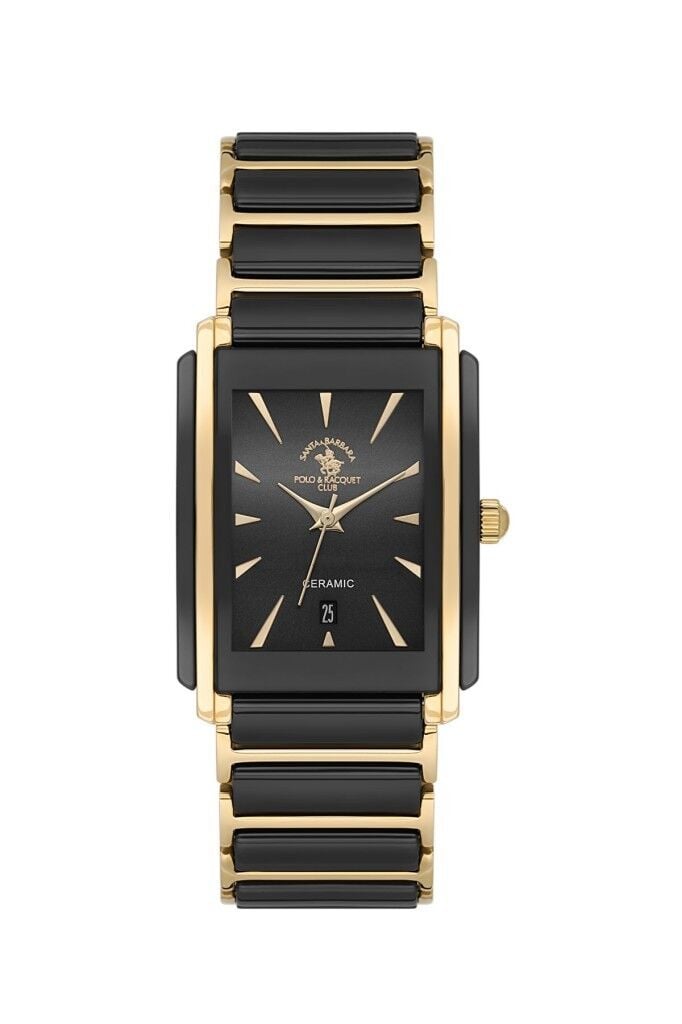 SANTA BARBARA POLO CLUB SB.4.10029-2 SİYAH İYON KAPLAMA DİKDÖRTGEN SERAMİK ERKEK KOL SAATİ