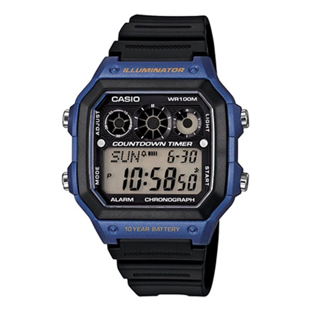 CASIO AE-1300WH-2AVDF SİYAH SİLİKON KORDON DİJİTAL ERKEK KOL SAATİ