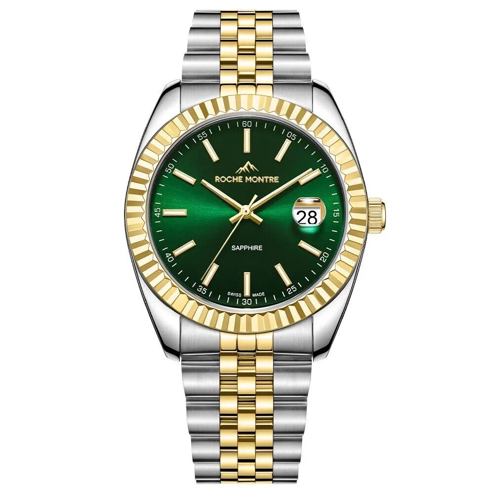 ROCHE MONTRE RMG6009-07 SWISS MADE YEŞİL KADRAN SAFİR CAM ERKEK KOL SAATİ