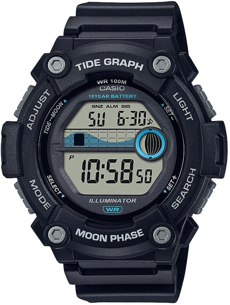 CASIO WS-1300H-1AVDF SİYAH SİLİKON KORDON DİJİTAL ERKEK KOL SAATİ
