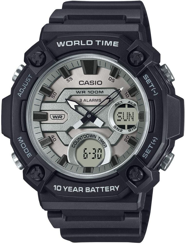 CASIO AEQ-120W-7AVDF SİYAH SİLİKON KORDON ANALOG/DİJİTAL ERKEK KOL SAATİ