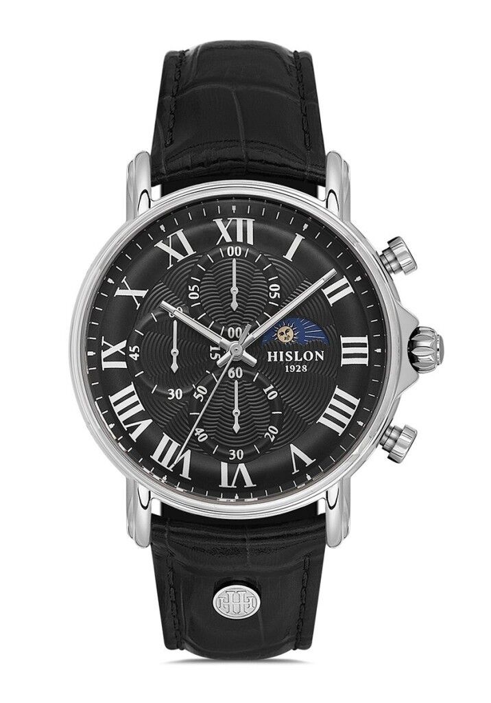 HISLON TM112S-04BS SİYAH DERİ KORDON ERKEK KOL SAATİ